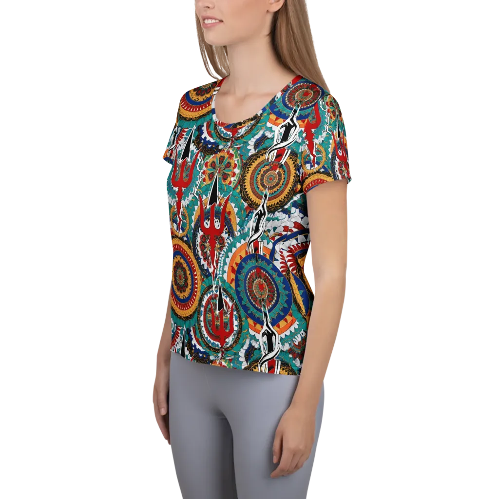 Trident Mandala on Women's Athletic T-Shirt — Left