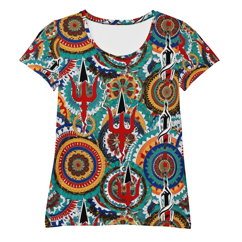 Trident Mandala on Women's Athletic T-Shirt — Front