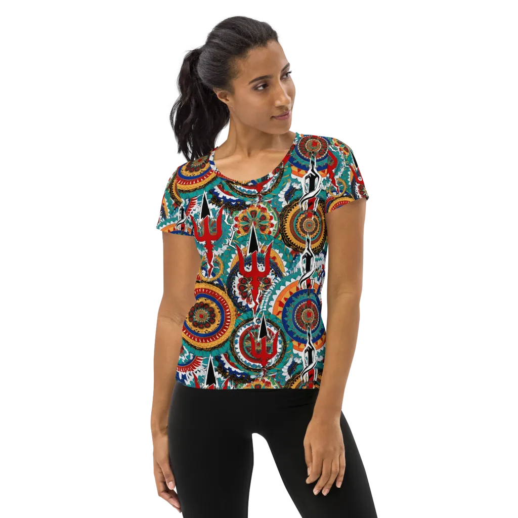 Trident Mandala on Women's Athletic T-Shirt — Front