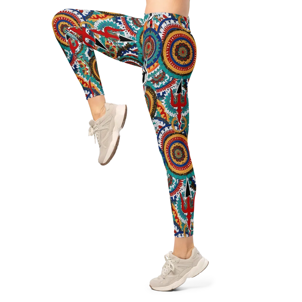 Trident Mandala on Leggings — Left