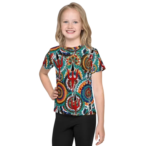 Trident Mandala on a Kids Crew Neck T-Shirt