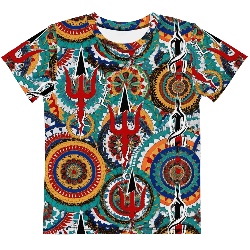 Trident Mandala on Kids Crew Neck T-Shirt — Front