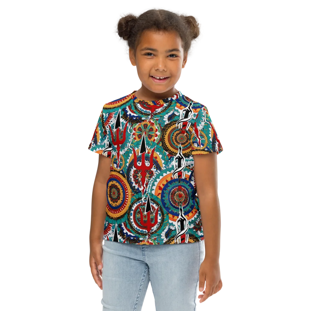 Trident Mandala on Kids Crew Neck T-Shirt — Front