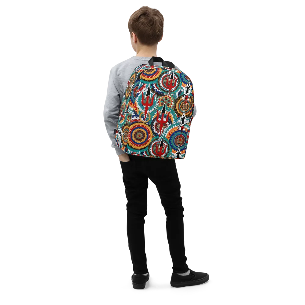 Trident Mandala on Minimalist Backpack — Right Front