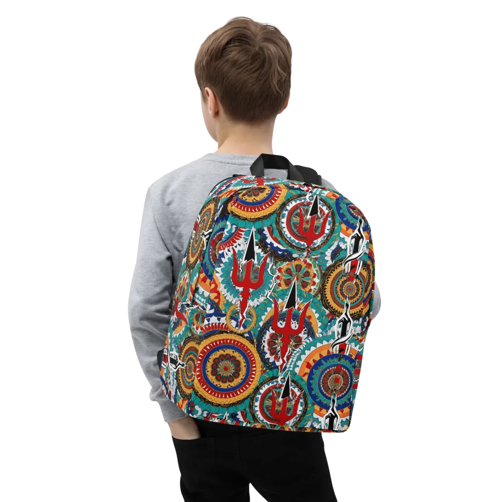 Trident Mandala on Minimalist Backpack — Zoomed-in