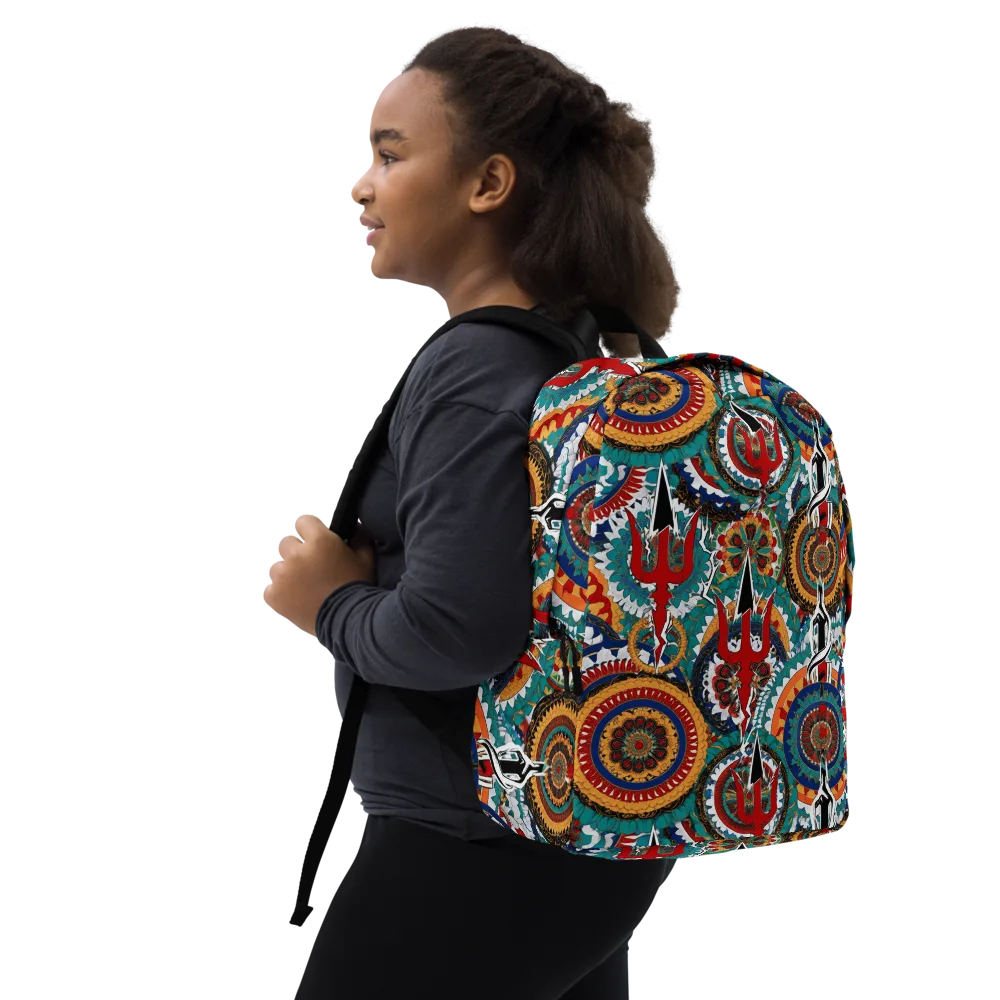 Trident Mandala on Minimalist Backpack — Right Front