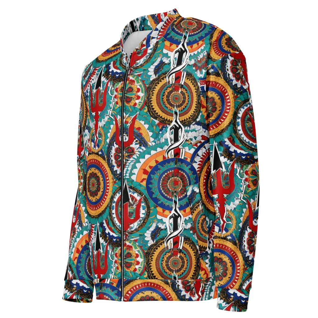 Trident Mandala on Bomber Jacket — Left Front