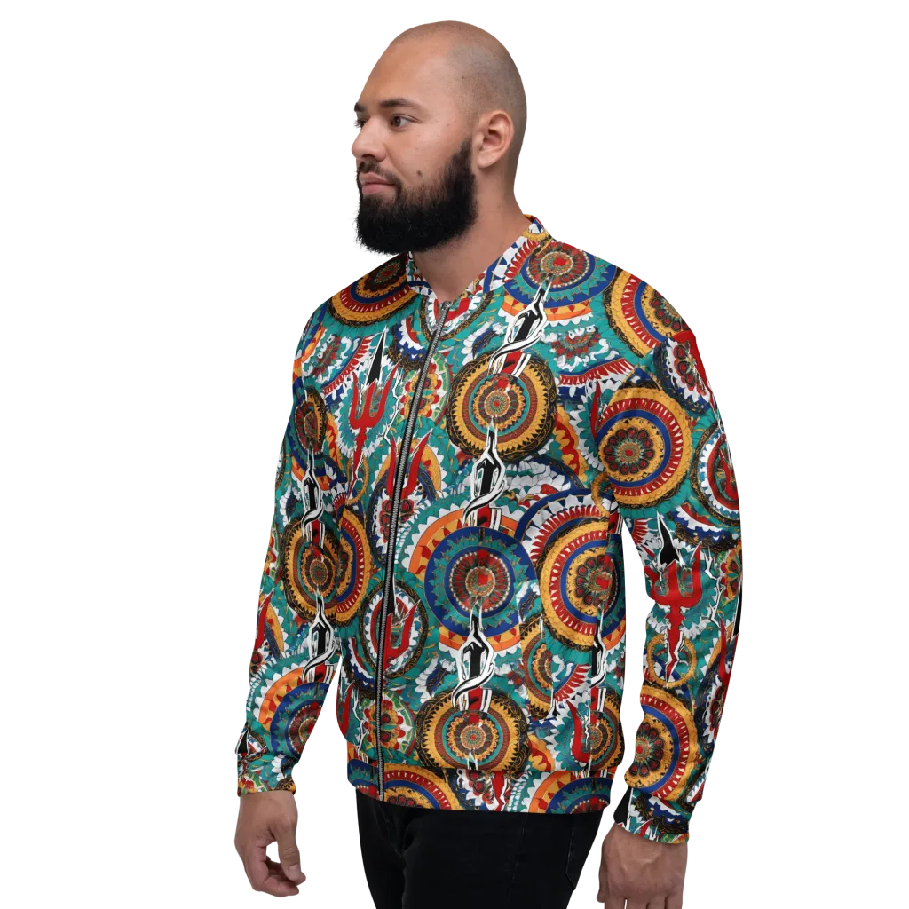 Trident Mandala on Bomber Jacket — Left