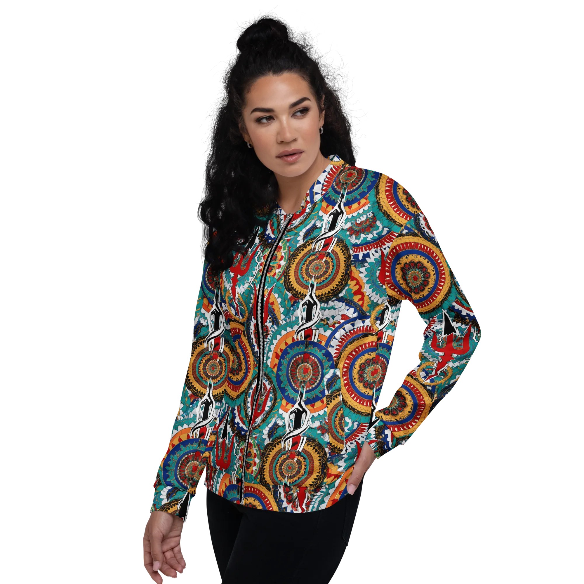 Trident Mandala on Bomber Jacket — Left
