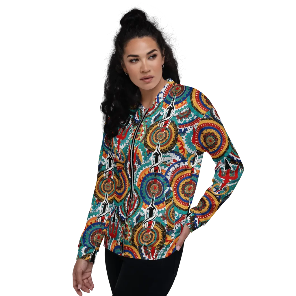 Trident Mandala on Bomber Jacket — Left