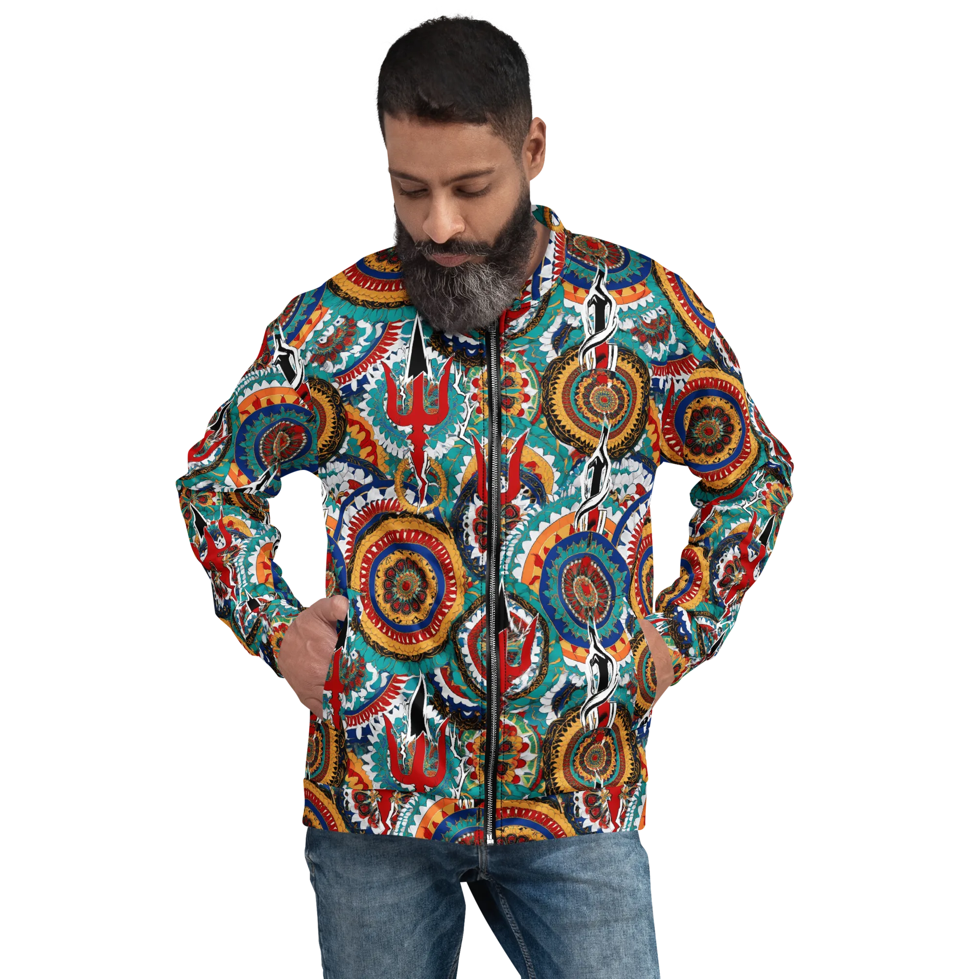 Trident Mandala on Bomber Jacket — Front