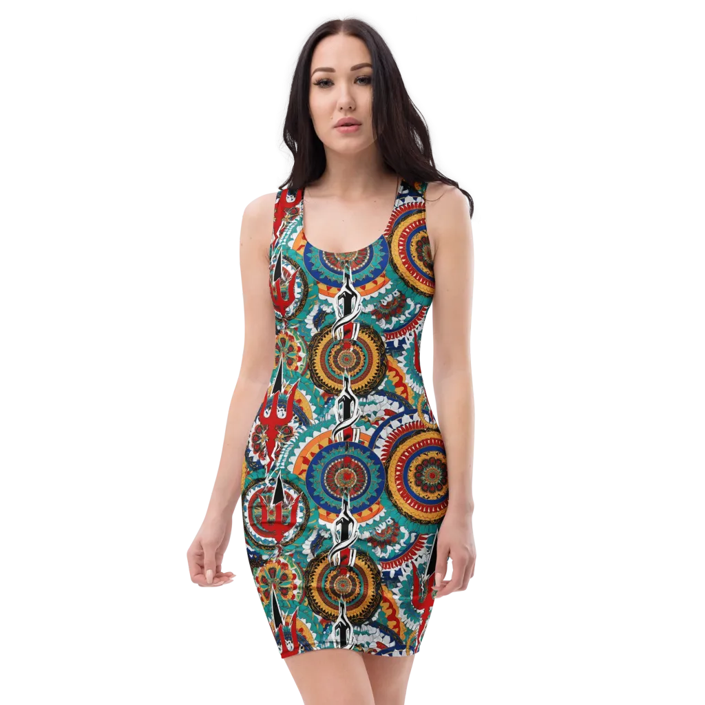 Trident Mandala on Bodycon Dress — Front