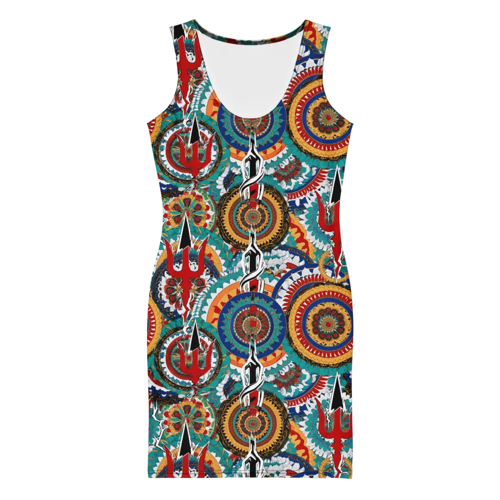 Trident Mandala on Bodycon Dress — Front