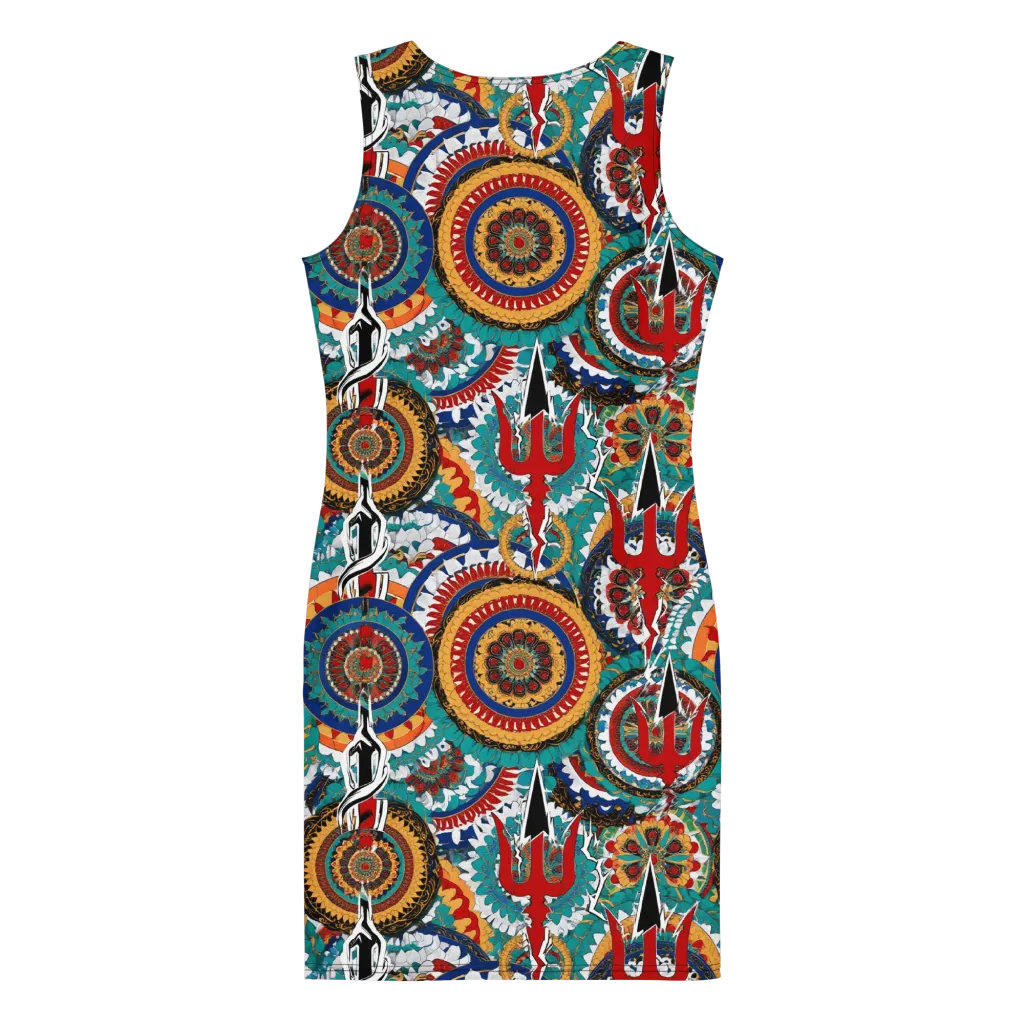 Trident Mandala on Bodycon Dress — Back