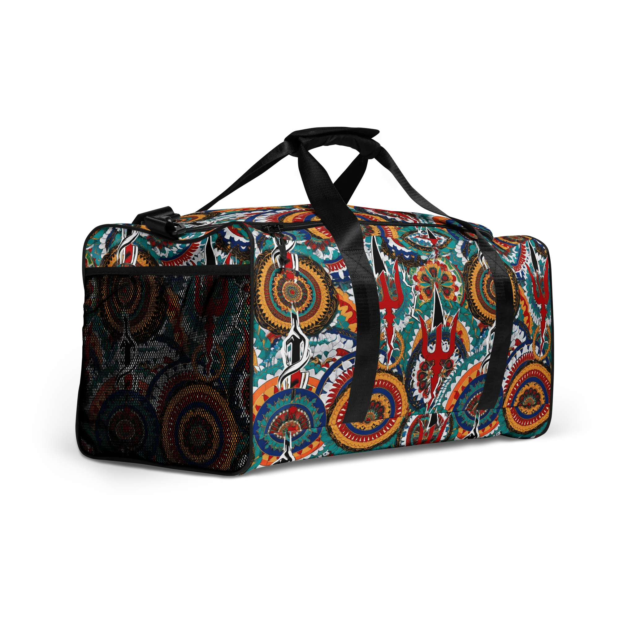 Trident Mandala on Duffle Bag — Right Front