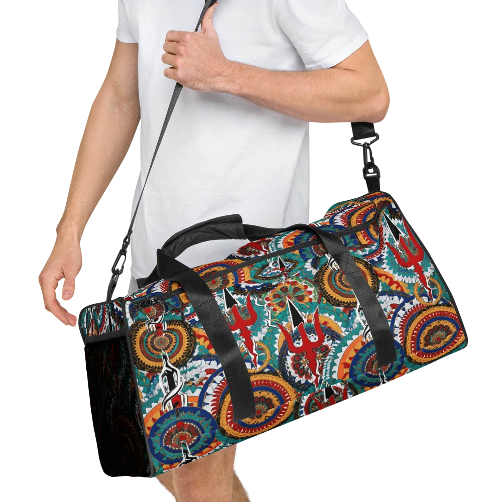 Trident Mandala on Duffle Bag — Right Front