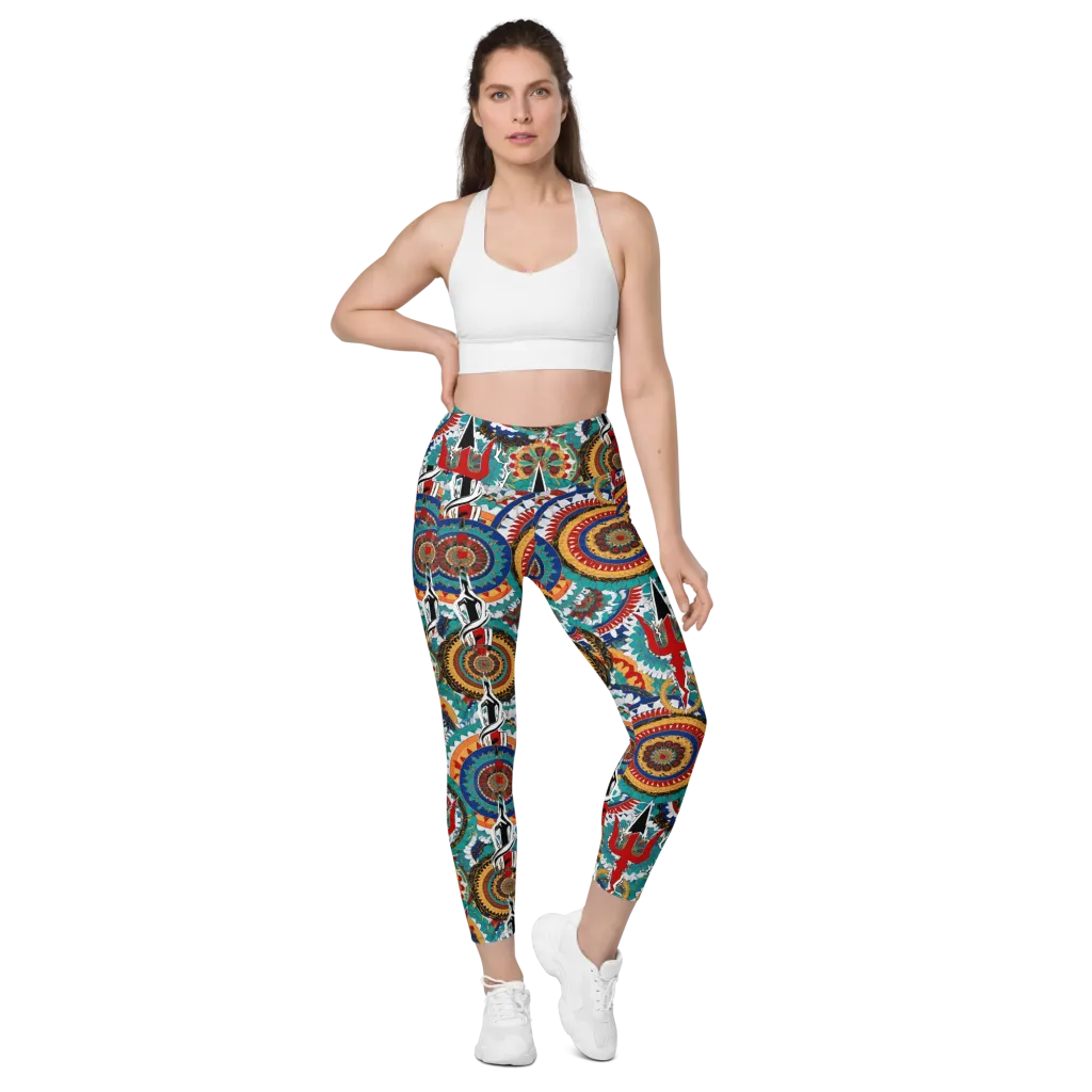 Trident Mandala on Leggings with Pockets — Front