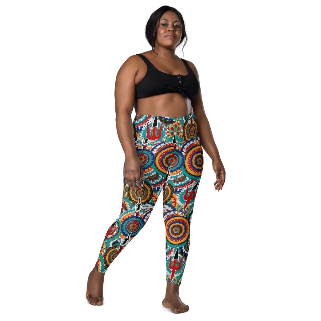 Trident Mandala on Leggings with Pockets — Front
