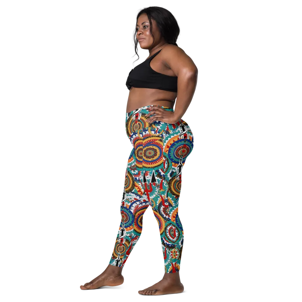 Trident Mandala on Leggings with Pockets — Left