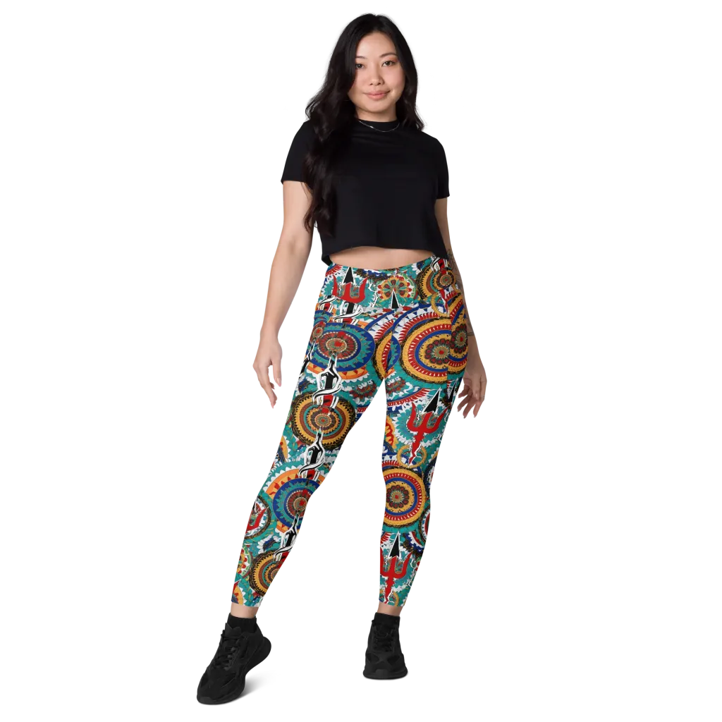 Trident Mandala on Leggings with Pockets — Front