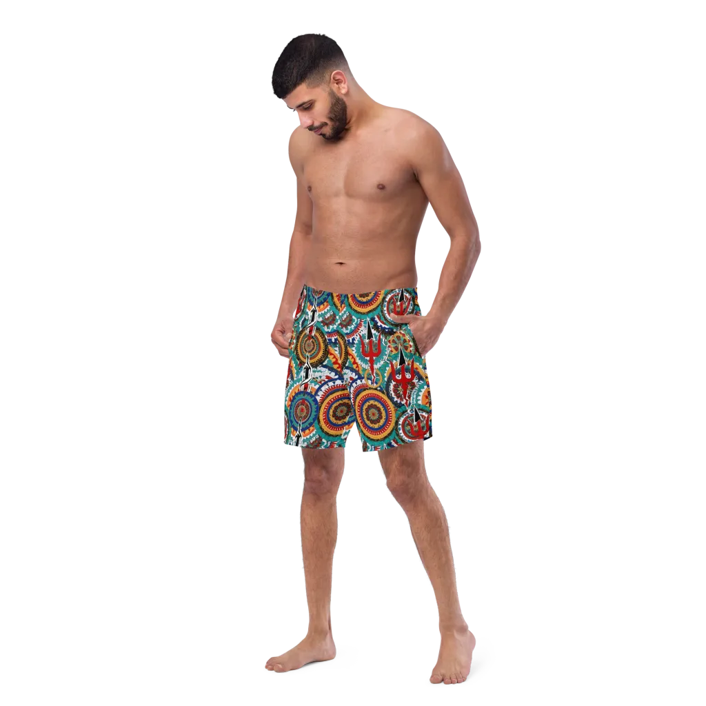 Trident Mandala on Swim Trunks — Left Front