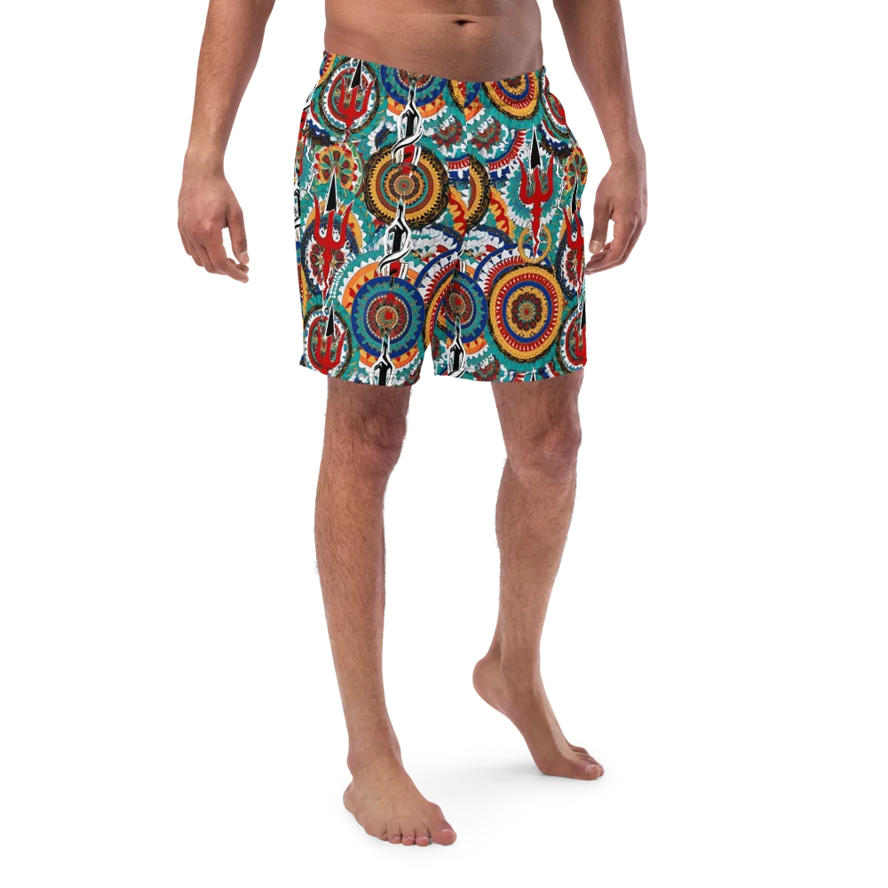 Trident Mandala on Swim Trunks — Front