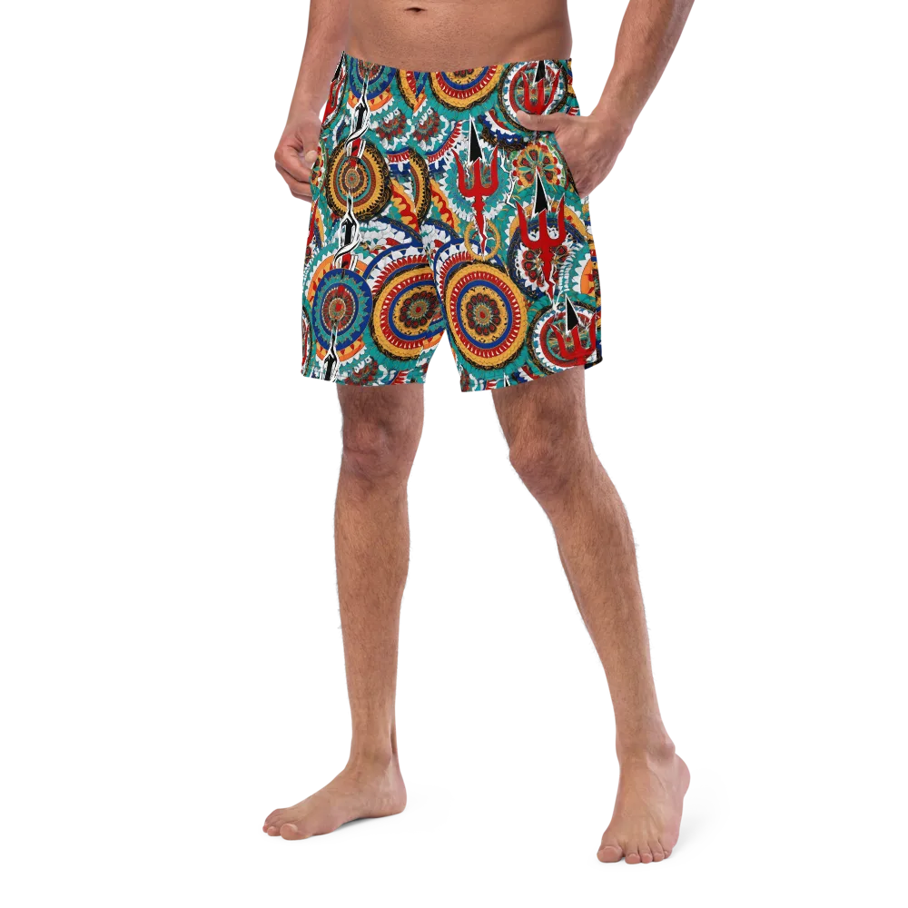 Trident Mandala on Swim Trunks — Left Front