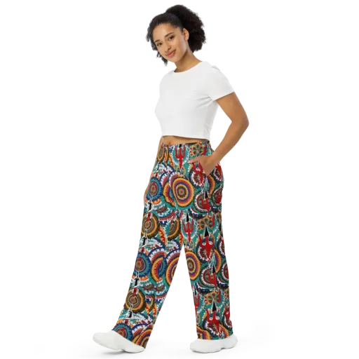 Trident Mandala on a Wide-Leg Pants