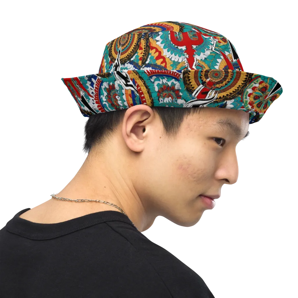 Trident Mandala on Reversible Bucket Hat — Right Outside