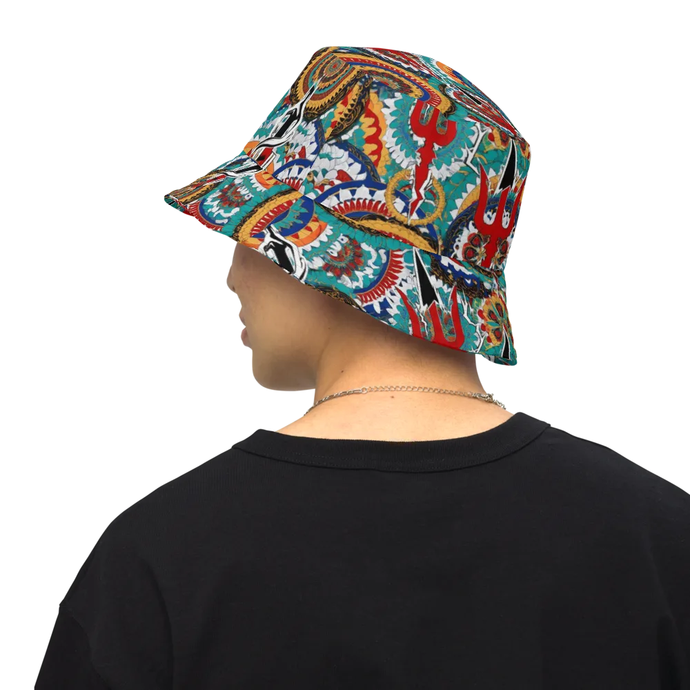 Trident Mandala on Reversible Bucket Hat — Back Inside