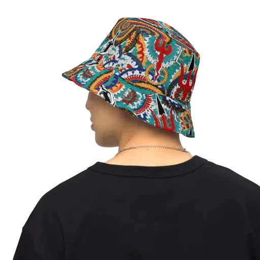 Trident Mandala on a Reversible Bucket Hat