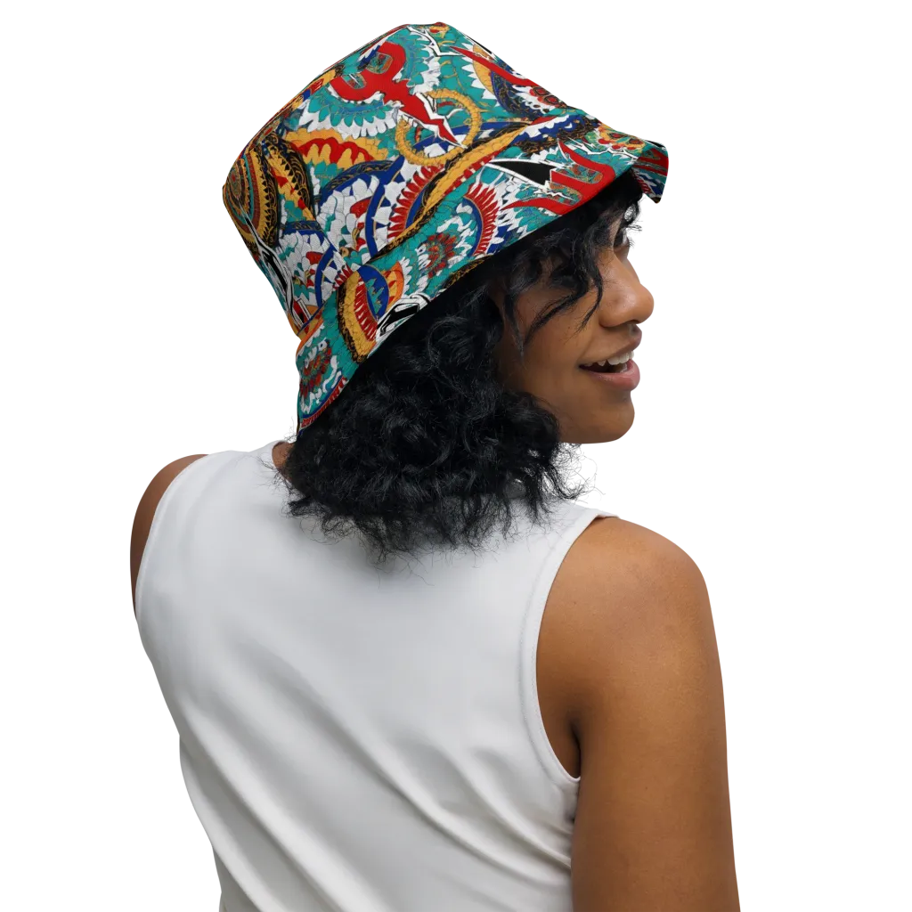 Trident Mandala on Reversible Bucket Hat — Right Outside