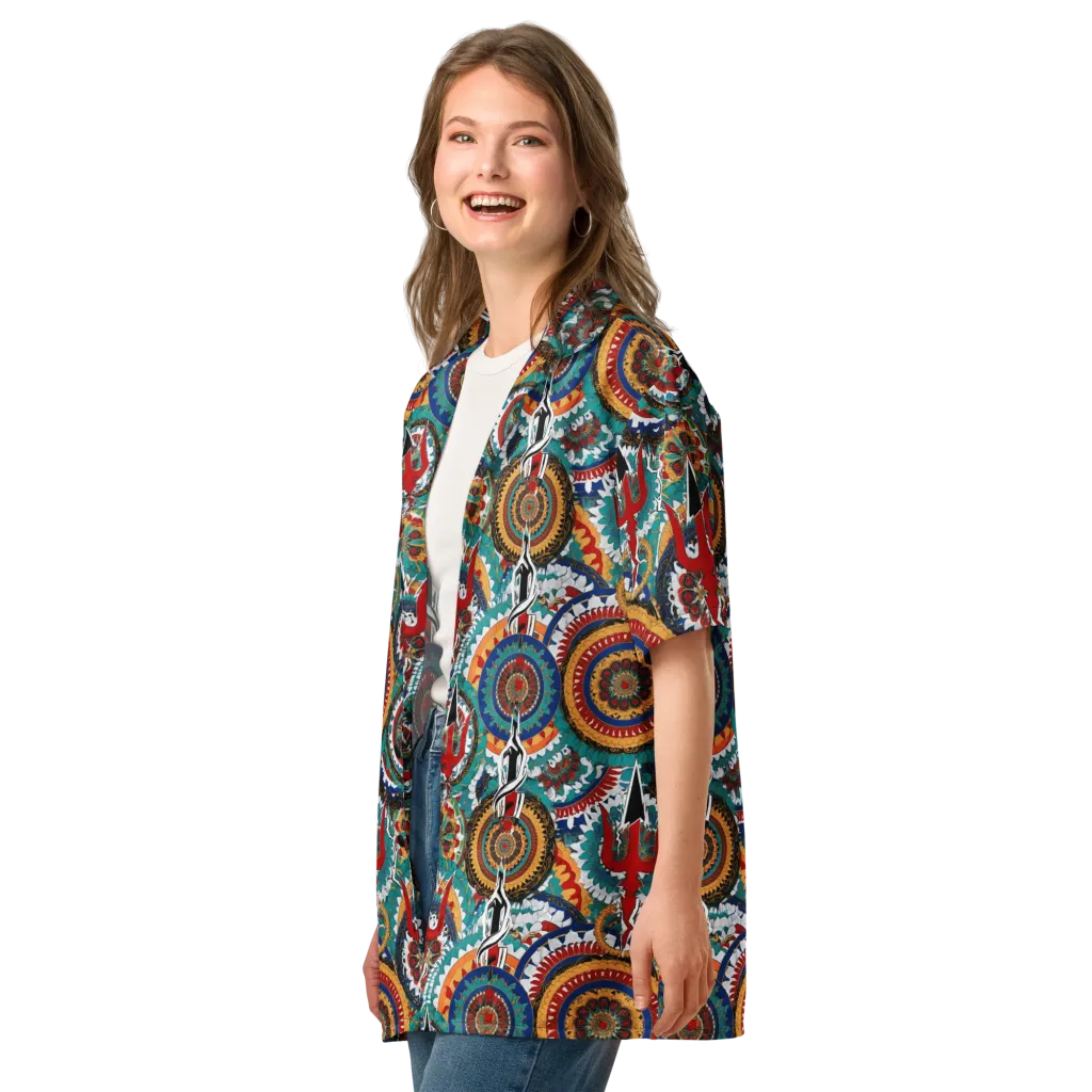 Trident Mandala on Button Shirt — Left Front
