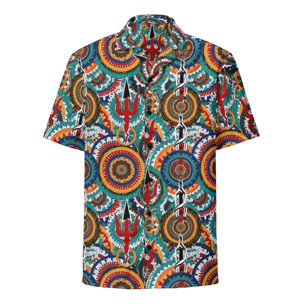 Trident Mandala on Button Shirt — Front