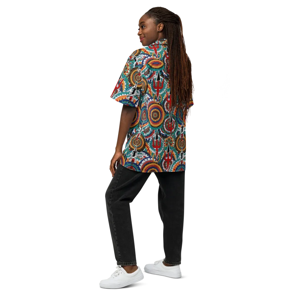 Trident Mandala on Button Shirt — Back