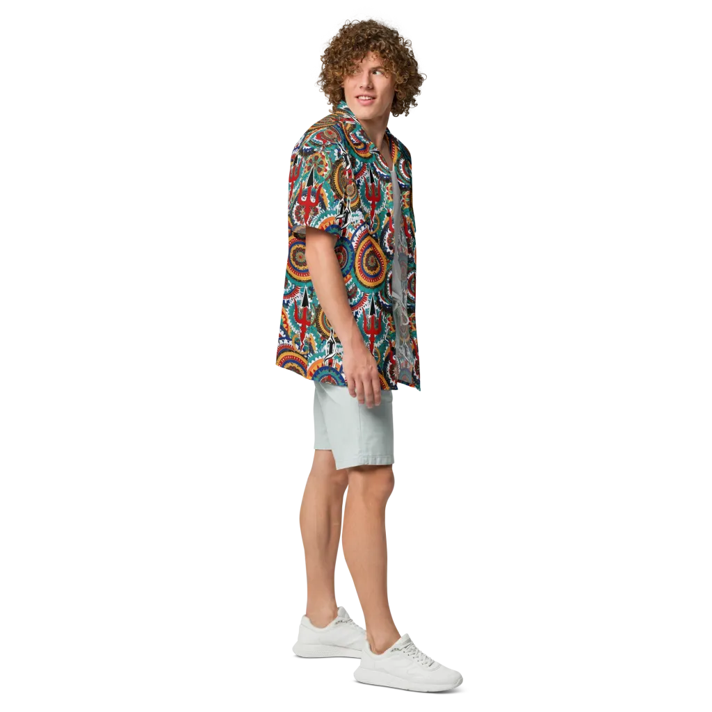 Trident Mandala on Button Shirt — Right
