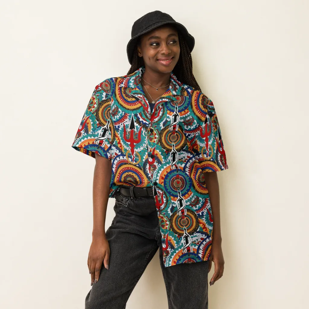 Trident Mandala on Button Shirt — Front
