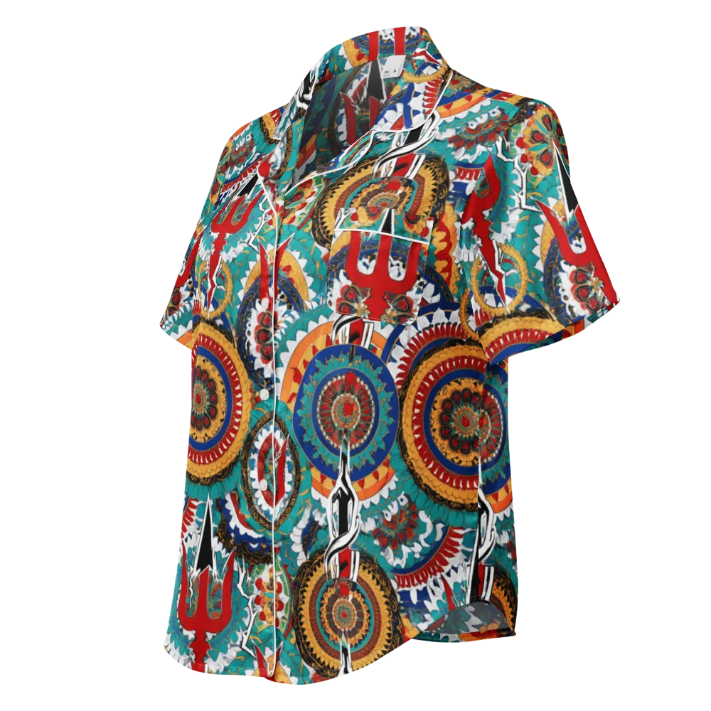 Trident Mandala on Women's Short Sleeve Pajama Top — Left Front