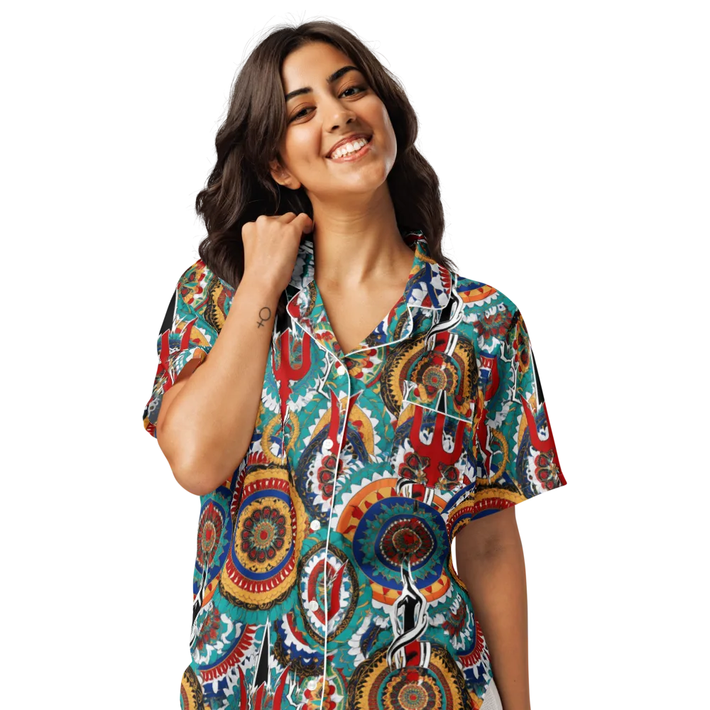 Trident Mandala on Women's Short Sleeve Pajama Top — Front