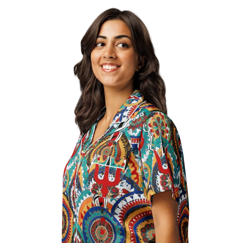 Trident Mandala on Women's Short Sleeve Pajama Top — Left Front