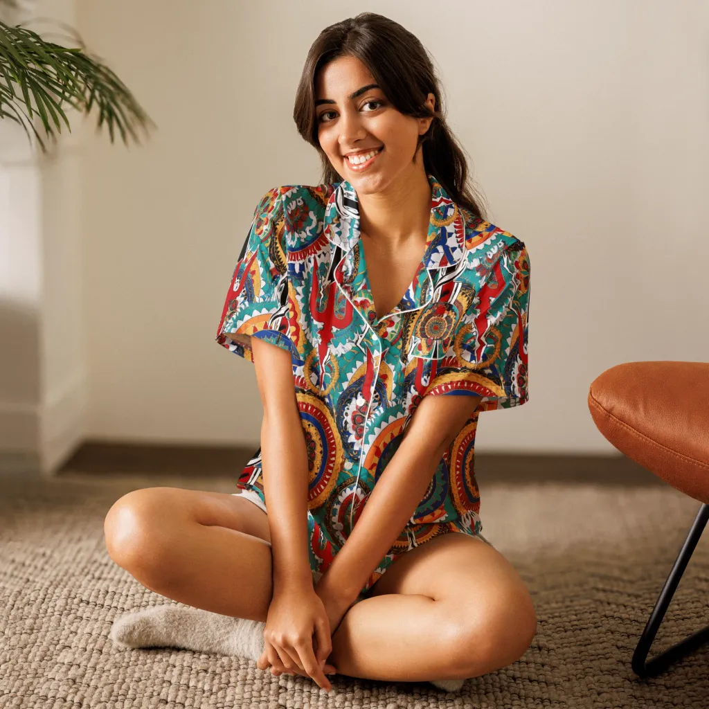 Trident Mandala on Women's Short Sleeve Pajama Top — Front