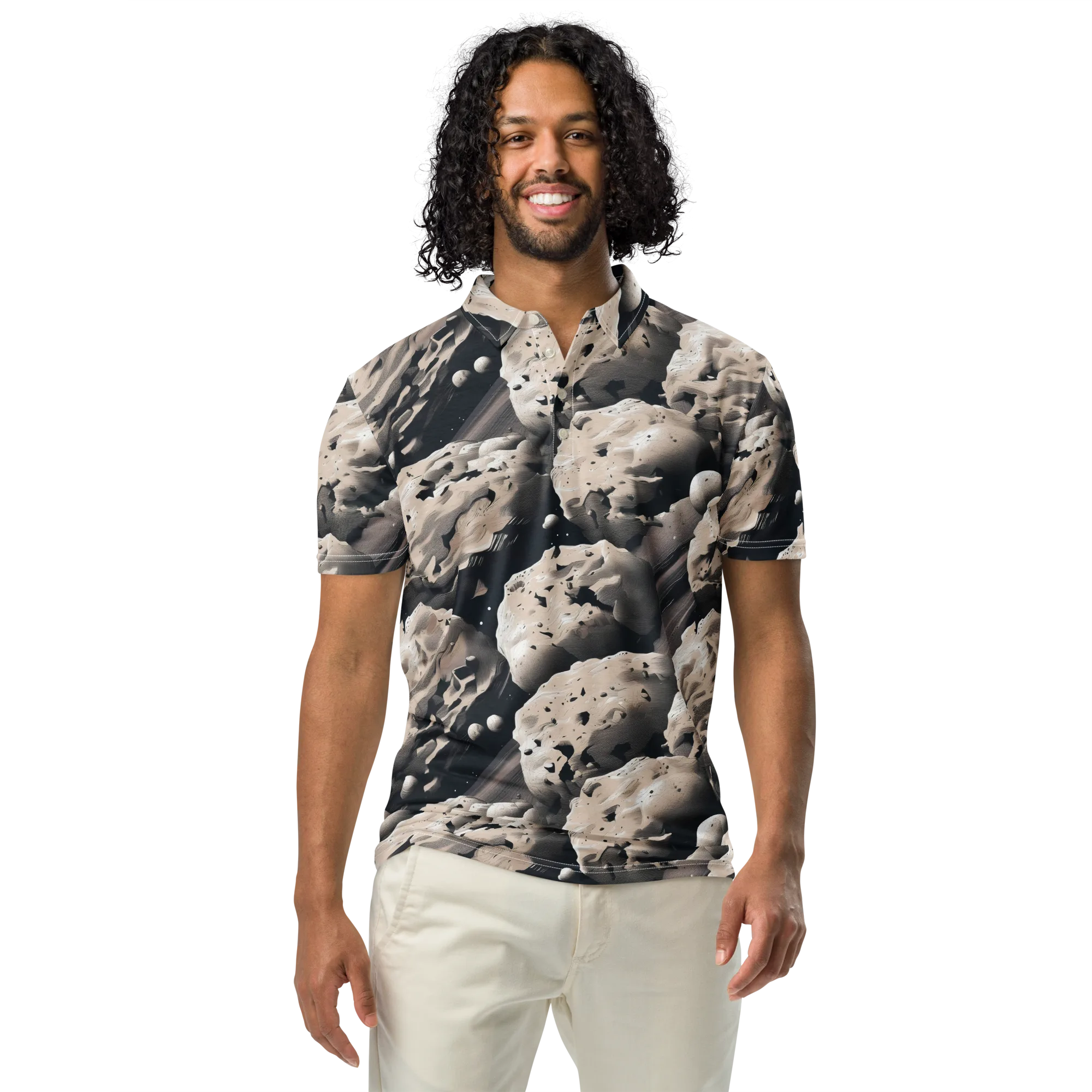 Moonfall Terrain on Men's Slim Fit Polo Shirt — Front