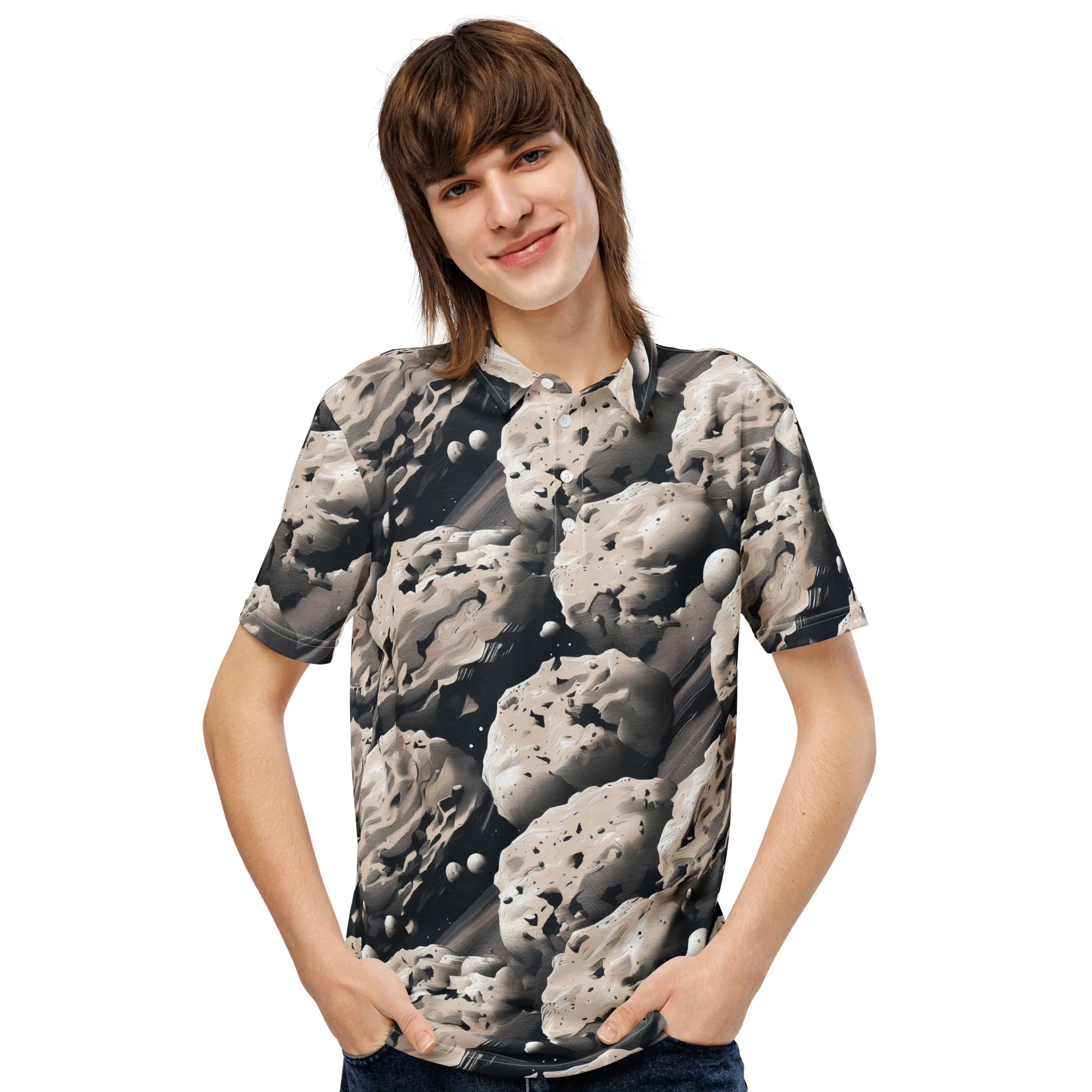 Moonfall Terrain on Men's Slim Fit Polo Shirt — Front