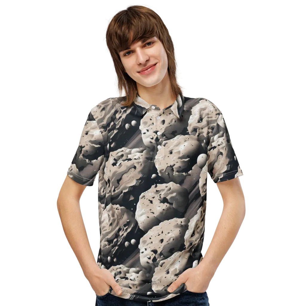Moonfall Terrain on Men's Slim Fit Polo Shirt — Front