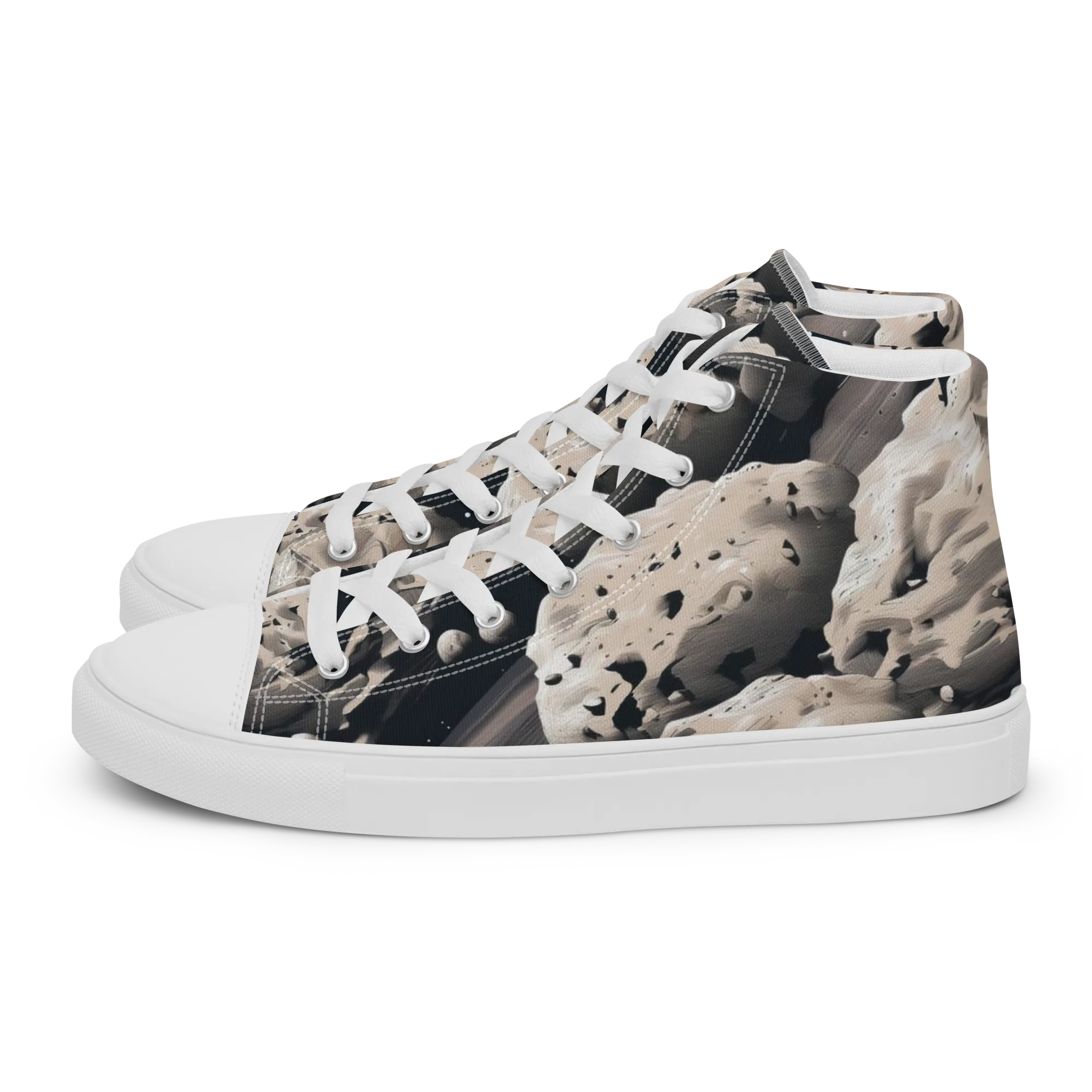 Moonfall Terrain on Women's High Top Canvas Shoes — Left