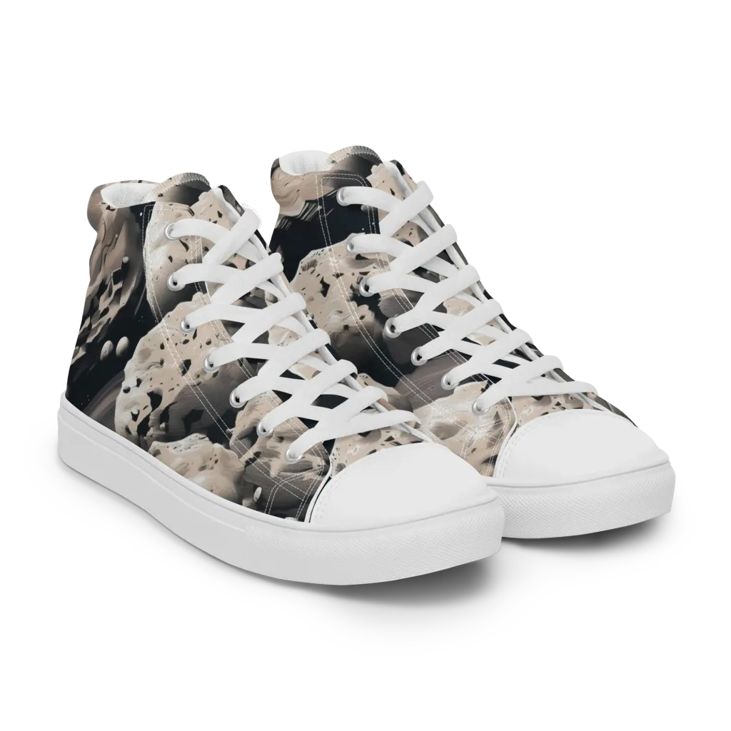 Moonfall Terrain on Women's High Top Canvas Shoes — Right Front