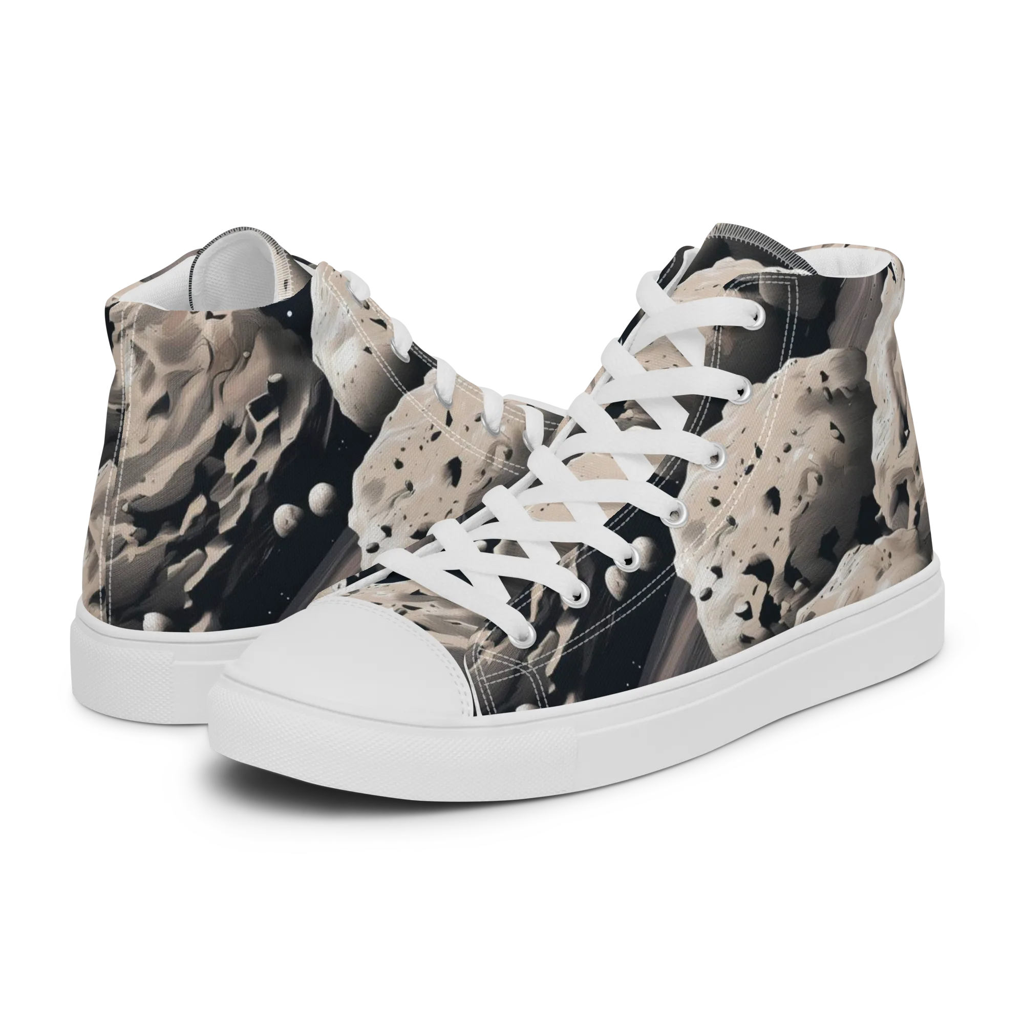 Moonfall Terrain on Women's High Top Canvas Shoes — Left