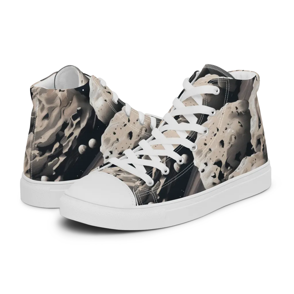 Moonfall Terrain on Women's High Top Canvas Shoes — Left