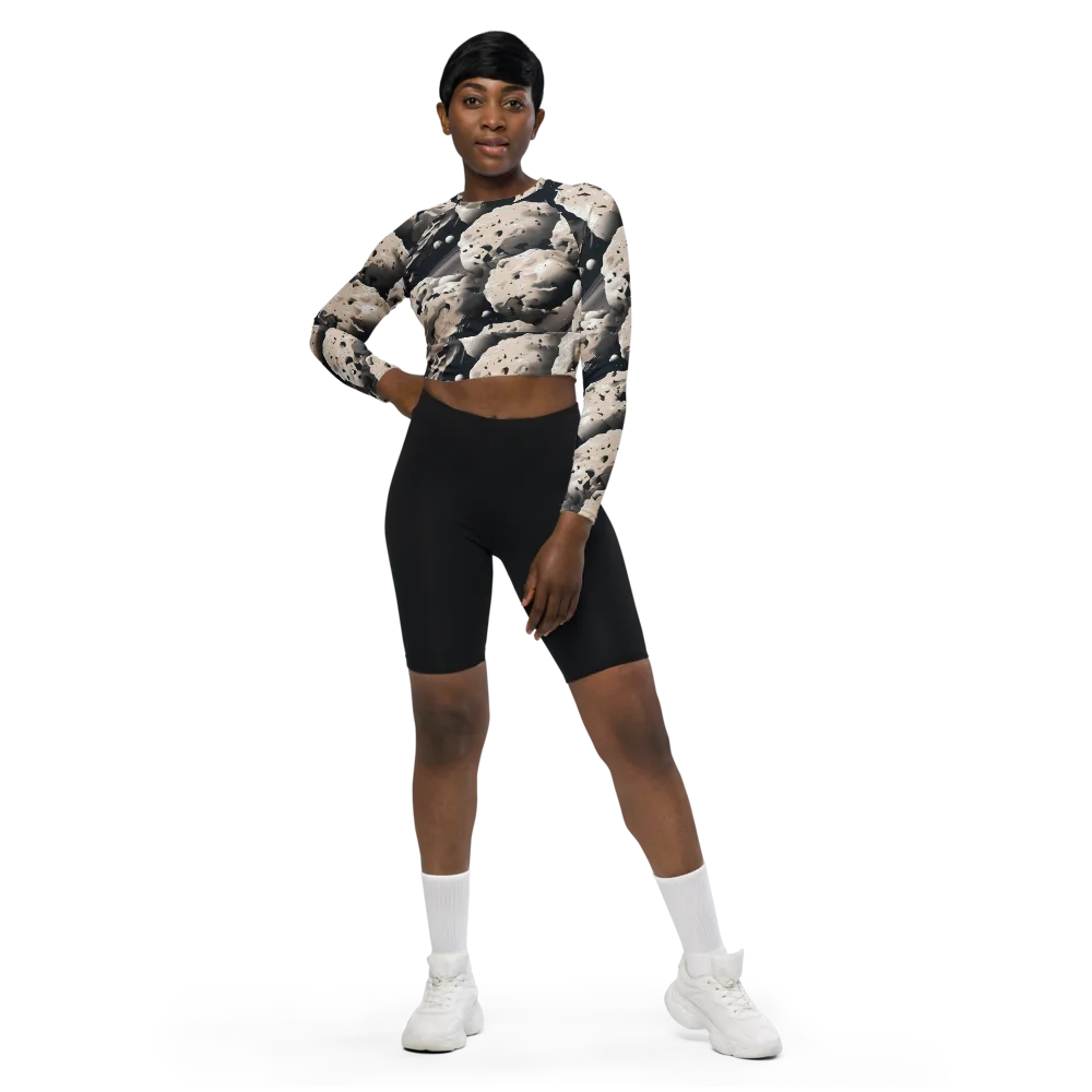 Moonfall Terrain on Long Sleeve Crop Top — Front