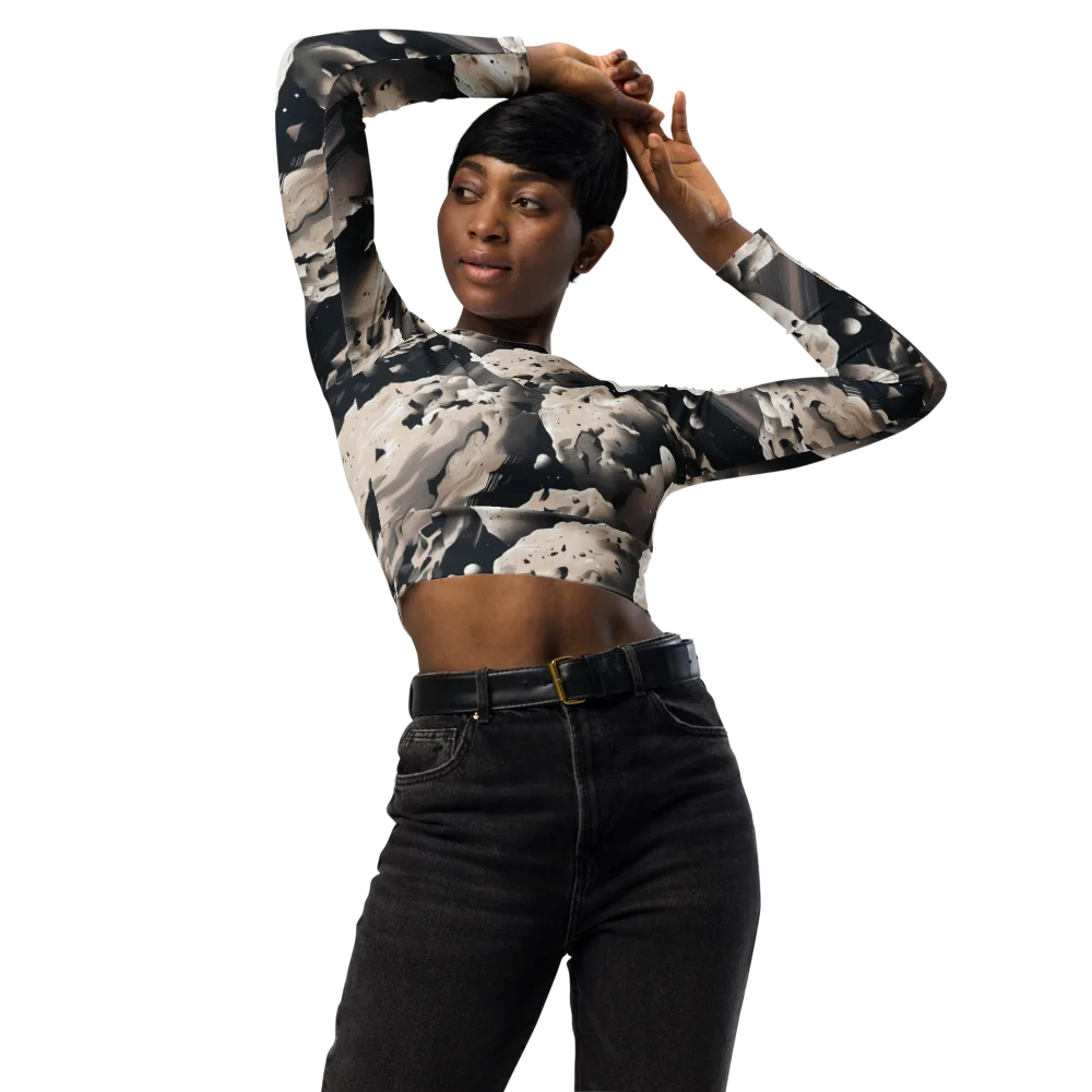 Moonfall Terrain on Long Sleeve Crop Top — Front